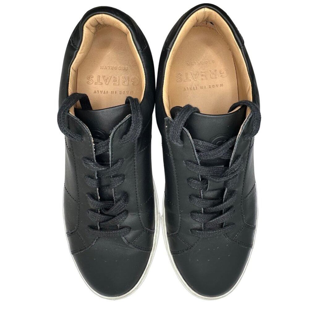 The Royale Low Top Women’s Leather Sneaker by Greats in Nero Black Sz 9.5